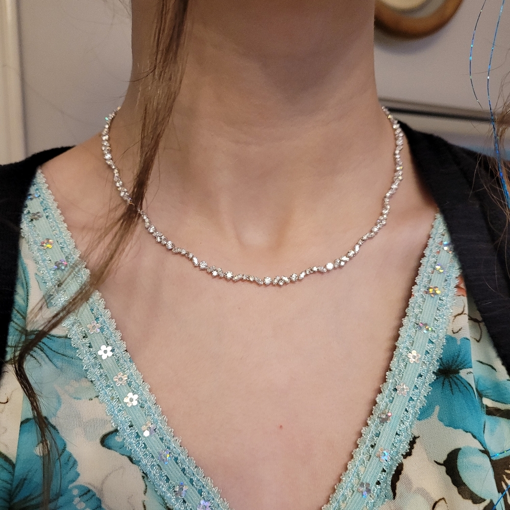 Nadri Silver Crystal Tennis Necklace